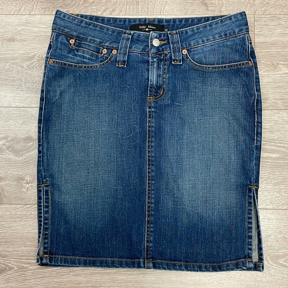 Billy Blues Vintage Denim Jean Skirt Side Slit Pencil 8 - Picture 3 of 11